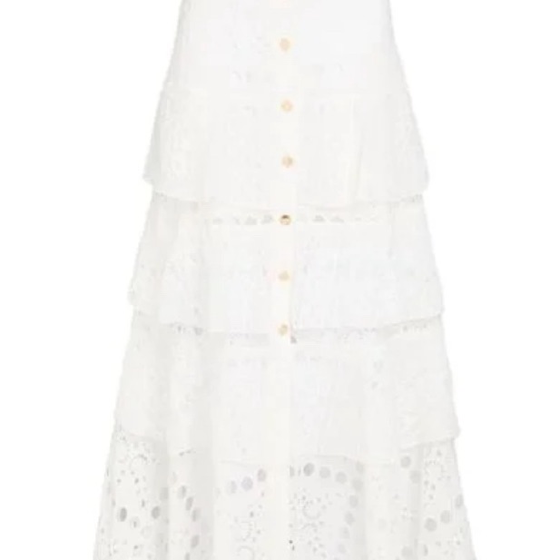 Sandro White Tiered Maxi Skirt Resort Wear